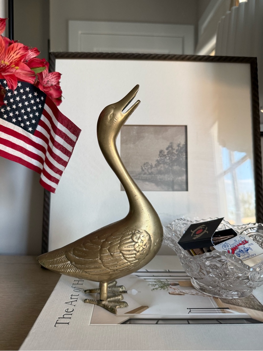 Vintage Solid Brass Goose